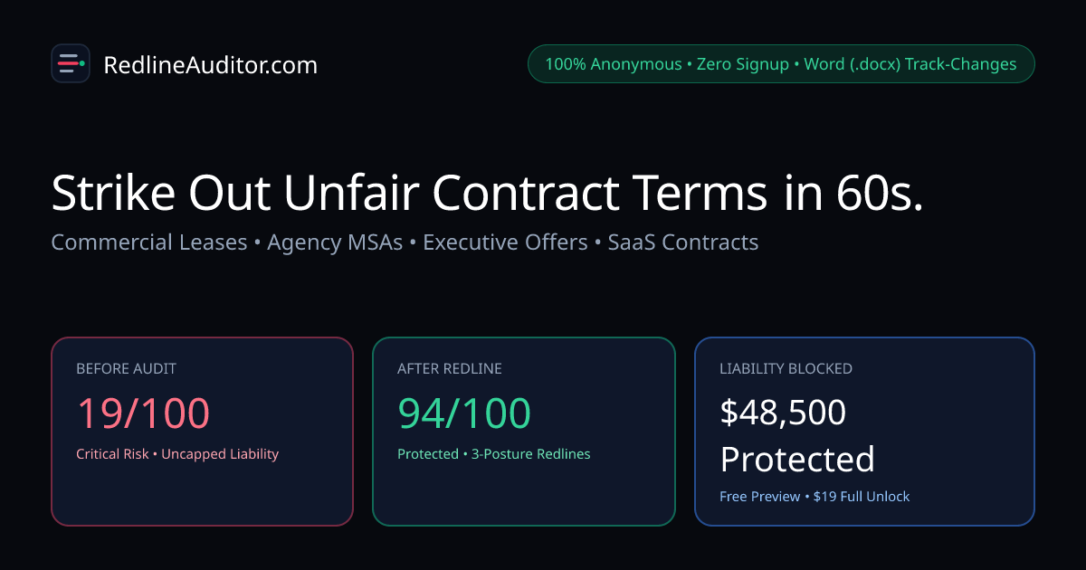 RedlineAuditor — Anonymous AI Contract & Lease Redlining ($19)